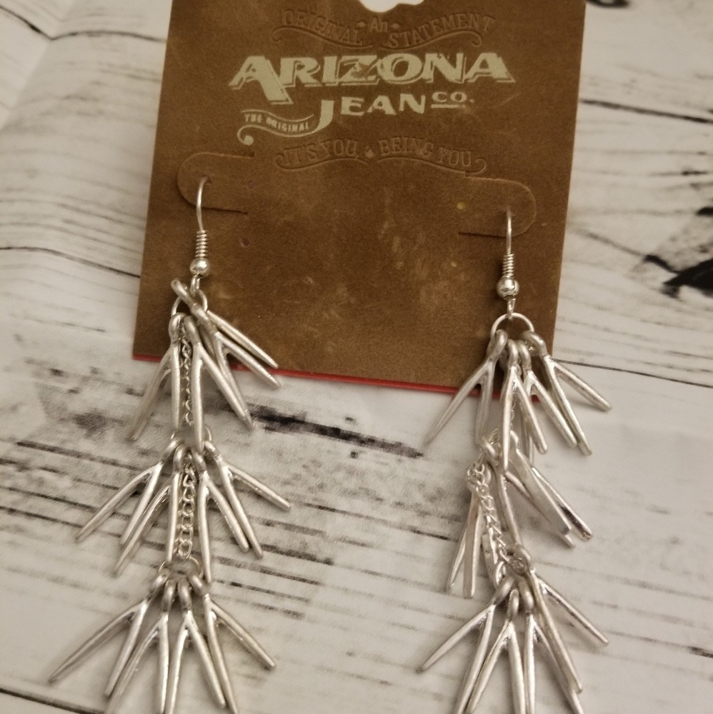 Layered silver spike dangle drop earrings nwt